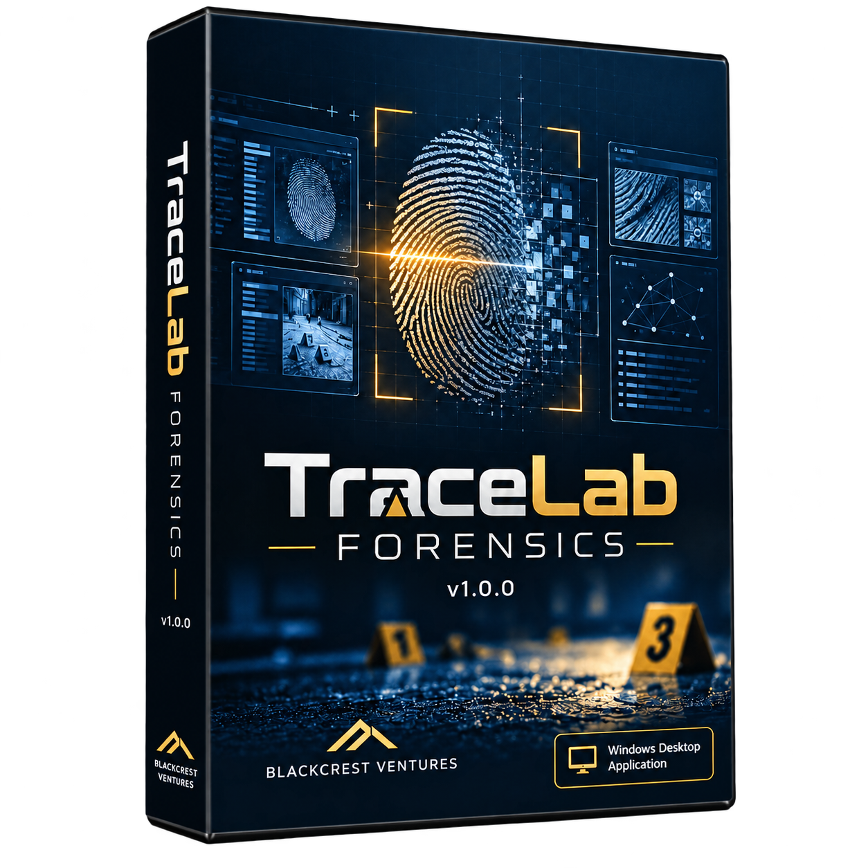 TraceLab Forensics v1.0.0 Blackcrest Ventures software box artwork